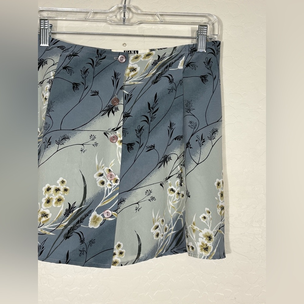 Hana Vintage Y2K Floral Mini Skirt Button Front Gray Blue Ethereal 2000s S - Picture 2 of 5